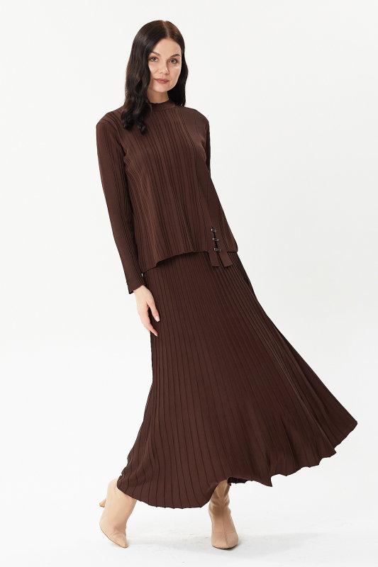 Tunik Detaylı Triko Takım BROWN - ORHAN