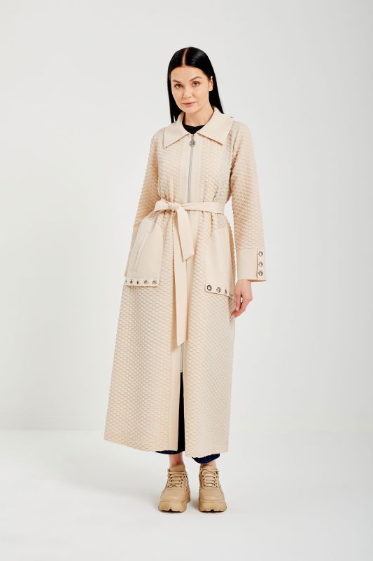 Cepli KuşGözü Detaili Fermuarlı Kap BEJ - ORHAN