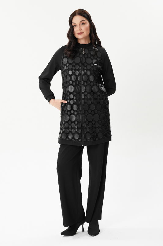 Deri Poantiyeli Fermuarlı Ceket SİYAH - ORHAN