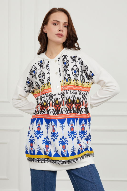 Digital Keten Kapşonlu Sewet EKRU-RENK - ORHAN