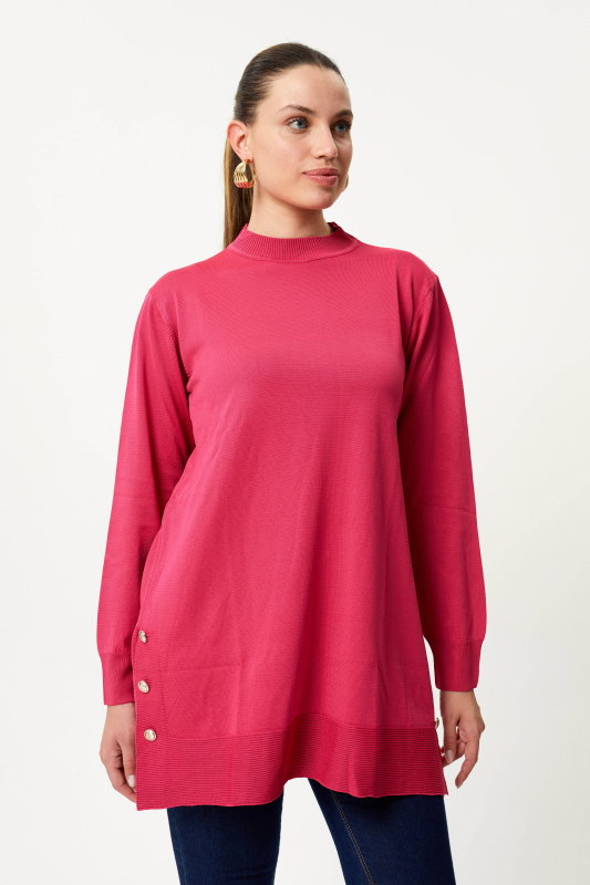 Düğme Detaili Triko FUŞYA - ORHAN