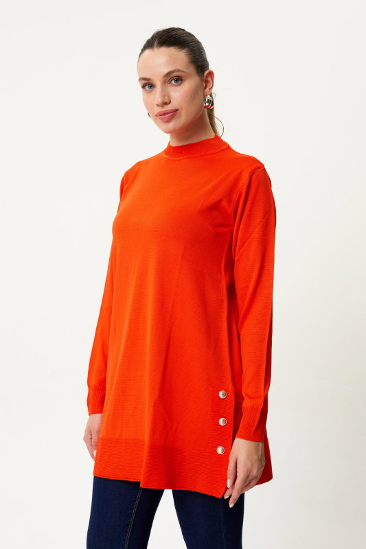 Düğme Detaili Triko ORANJ - ORHAN