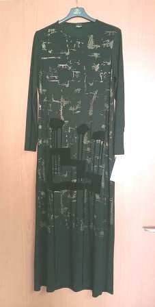Eskitme Desen Baskılı Flok Detaylı Sandy Elbise SİYAH-ANTR