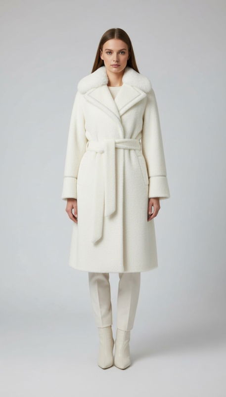 Fermuarlı Kapşonlu Angora Kaban BEJ - ORHAN