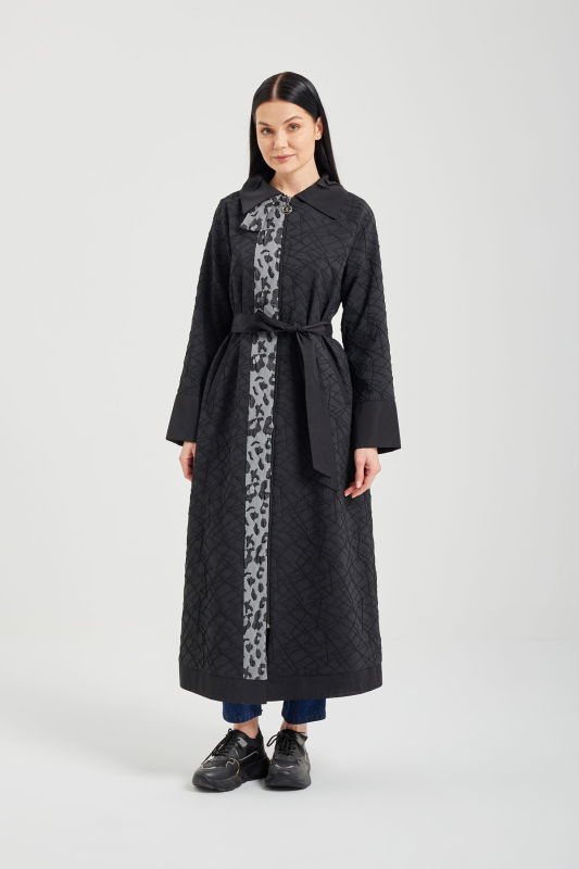 Fermurlı Leopar Detaili Kap SİYAH - ORHAN