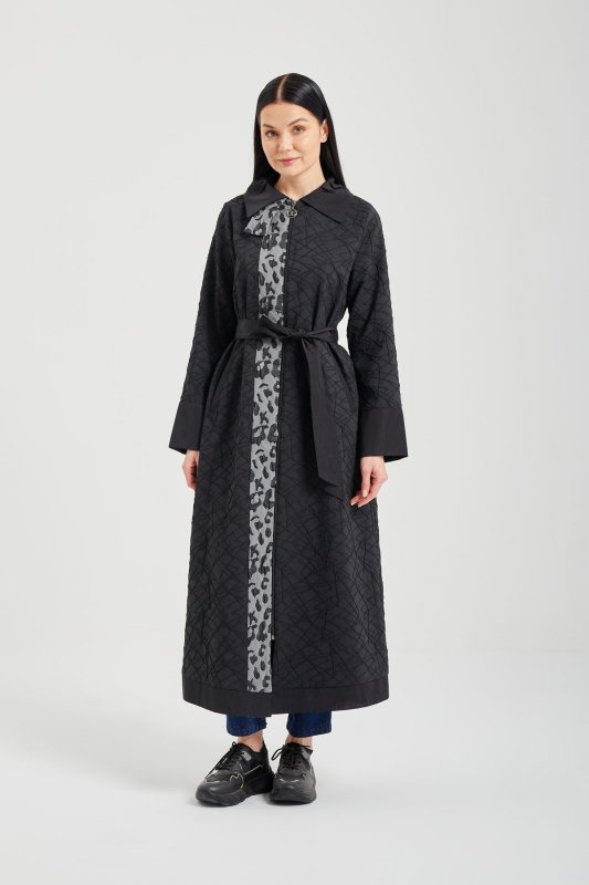 Fermurlı Leopar Detaili Kap SİYAH - ORHAN