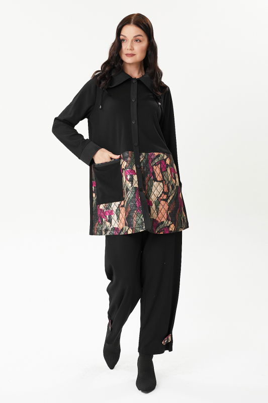 Jakar Detaili Çıt Çıtli İkili Takım SİYAH - ORHAN