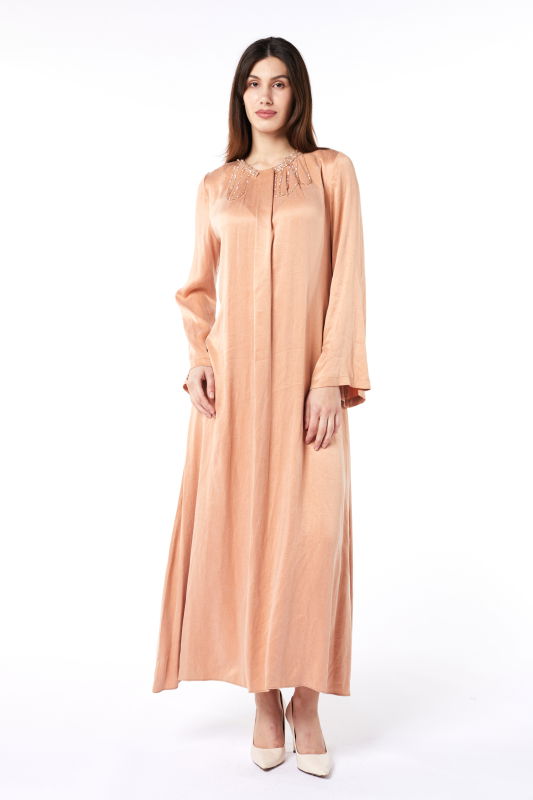 Jakar Pileli Yaka Elbise SOMON - ORHAN