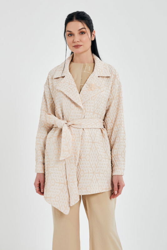 Jakarlı Ceket BEJ - ORHAN