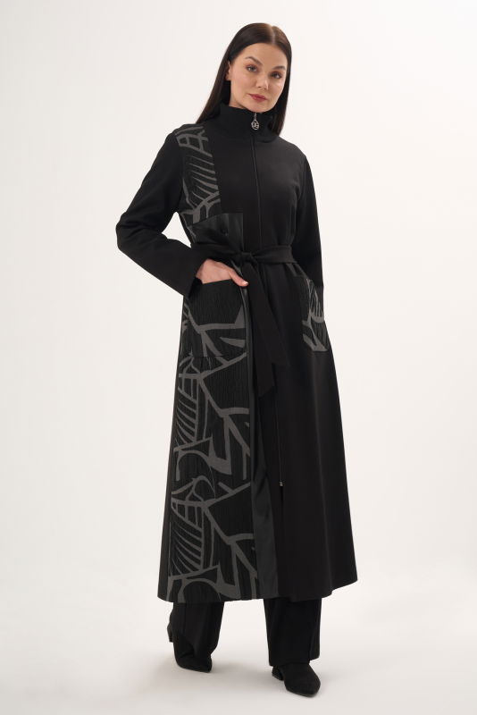 Jakarlı Deri Detaili Kap SİYAH - ORHAN