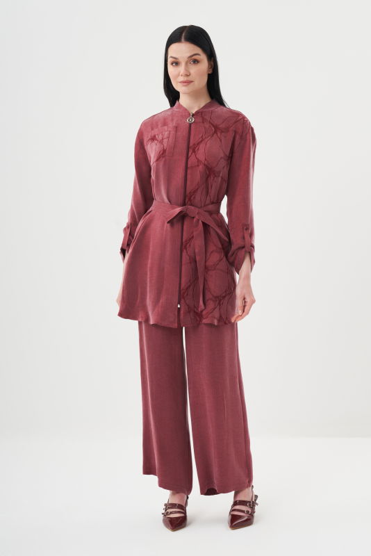 Jakarlı Fermuarlı İkili Takım BORDO - ORHAN