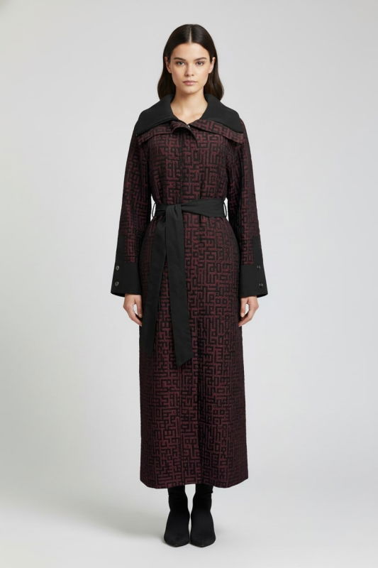 Jakarlı Fermuarlı Kap BORDO-SİY - ORHAN