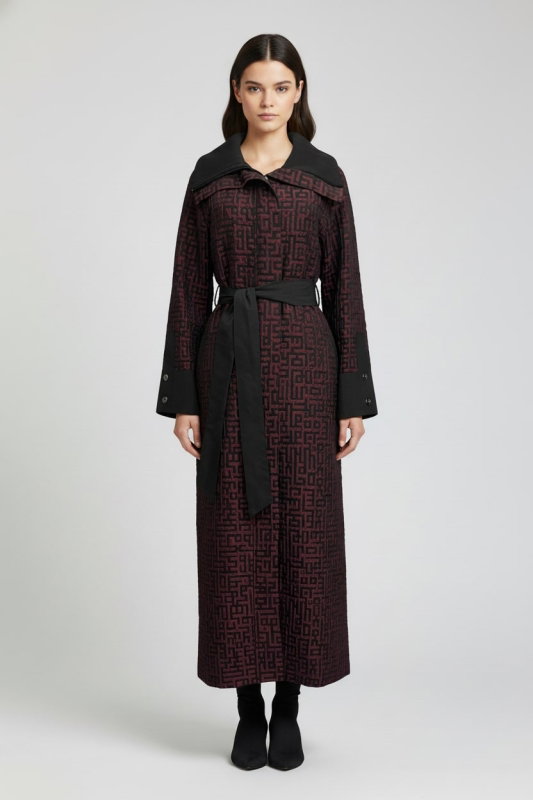 Jakarlı Fermuarlı Kap BORDO-SİY - ORHAN