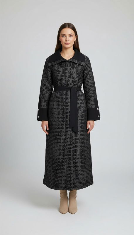 Jakarlı Fermuarlı Kap GRİ-SİYAH - ORHAN