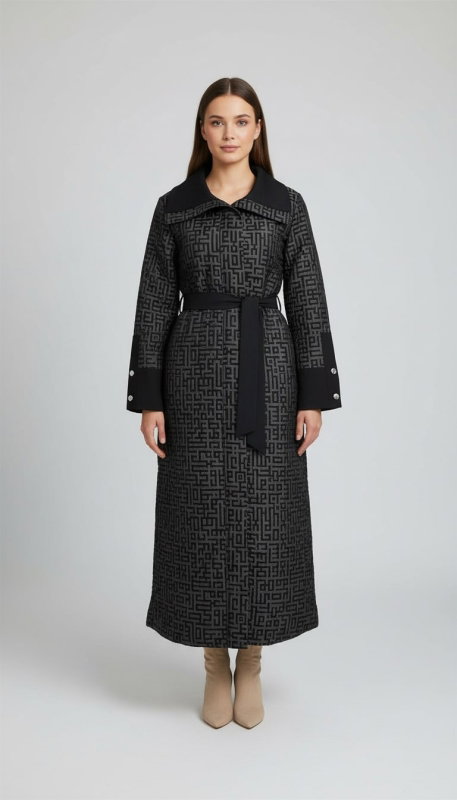 Jakarlı Fermuarlı Kap GRİ-SİYAH - ORHAN