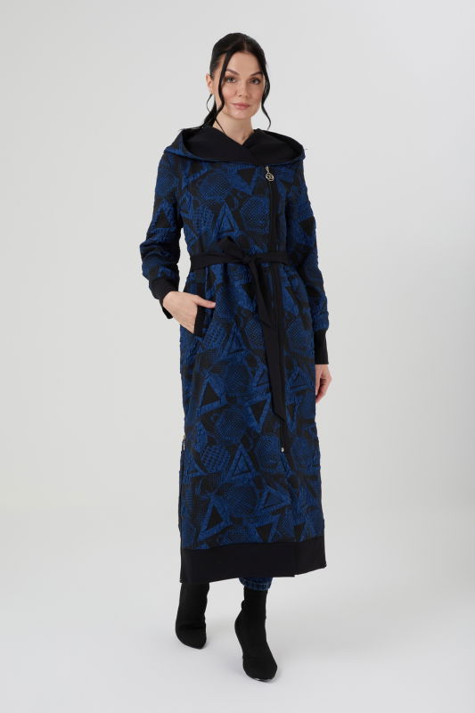 Jakarlı Kapşonlu Fermuarlı Kap LACİVERT - ORHAN