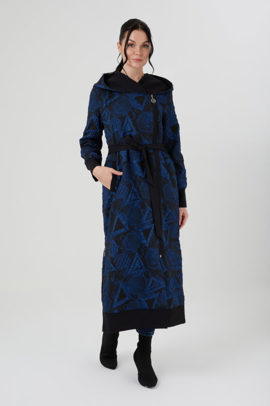 Jakarlı Kapşonlu Fermuarlı Kap LACİVERT - ORHAN