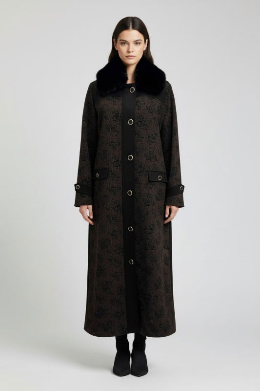 Jakarlı Kurklu Yaka kAP KAHVERENGİ - ORHAN