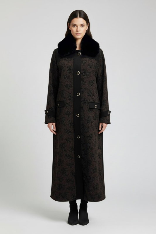 Jakarlı Kurklu Yaka kAP KAHVERENGİ - ORHAN