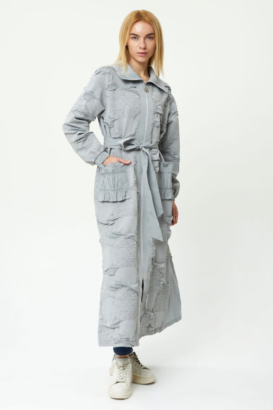 Jakarlı Taftalı Cep Kap GRİ - ORHAN