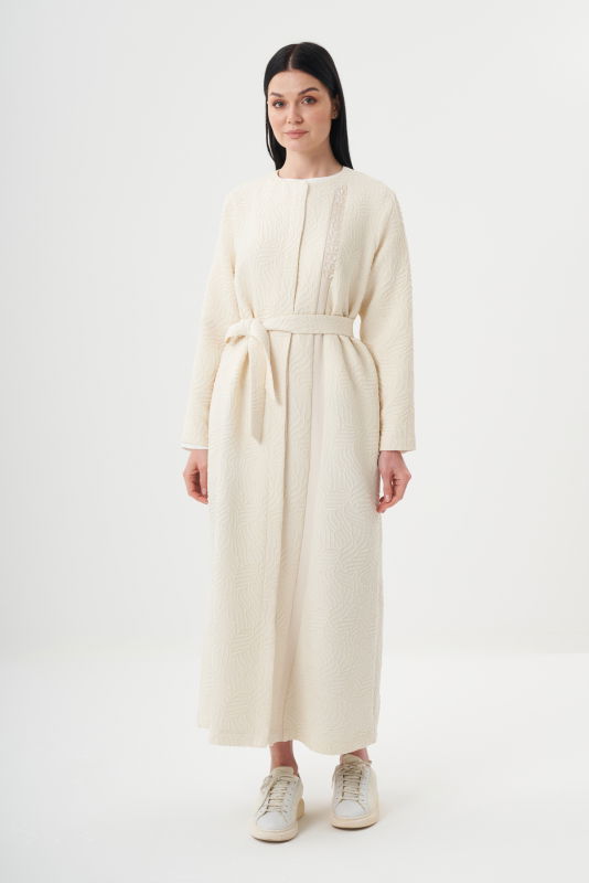 Jakarli Taş Detayli Kap KREM - ORHAN