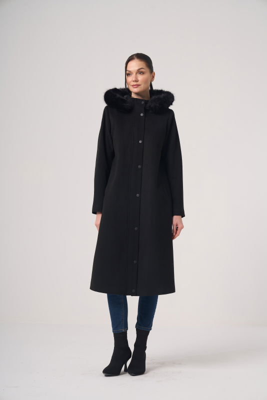 Kapşonlu Kurklu Kaban SİYAH - ORHAN