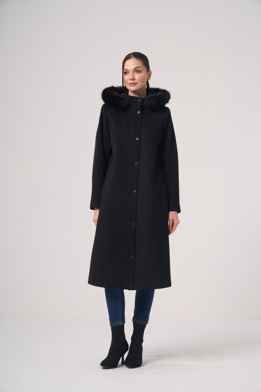 Kapşonlu Kurklu Kaban SİYAH - ORHAN