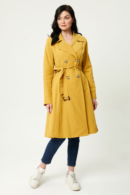 Kloş Etek Kemerli Trench SAFRAN - ORHAN