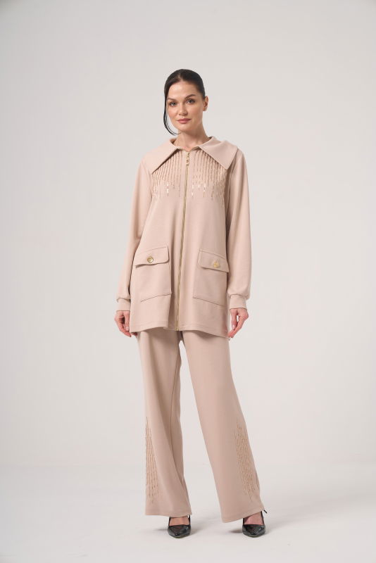 Nakışlı Cepli İkili Takım BEJ - ORHAN