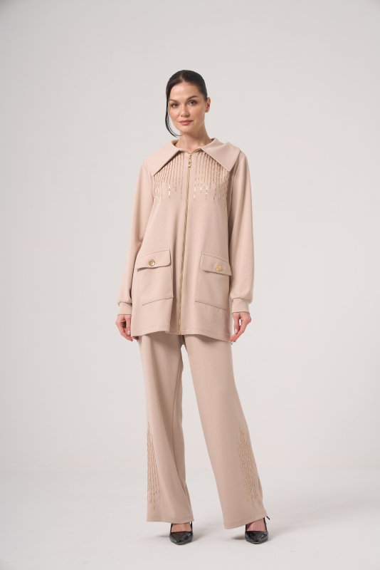 Nakışlı Cepli İkili Takım BEJ - ORHAN