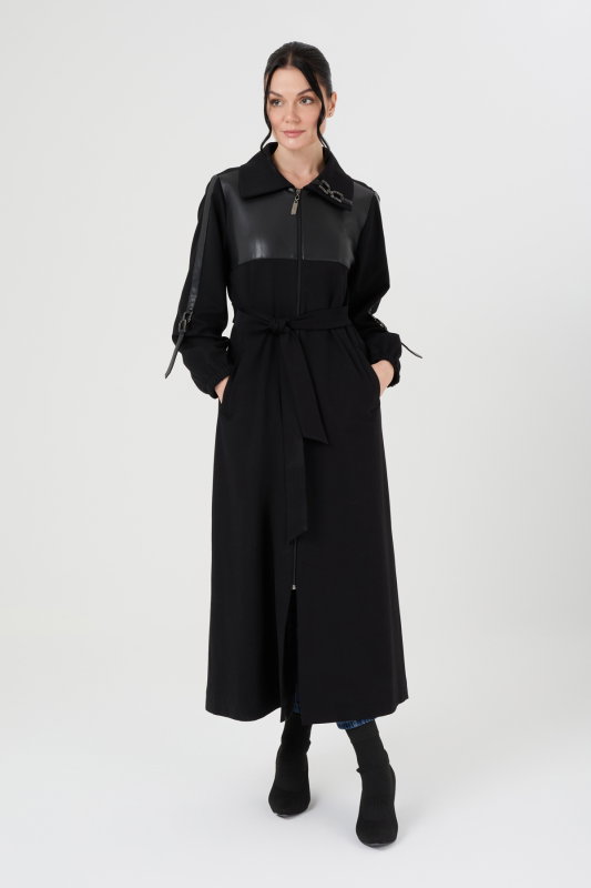 Örme Deri Detaili Fermuarlı Kap SİYAH - ORHAN