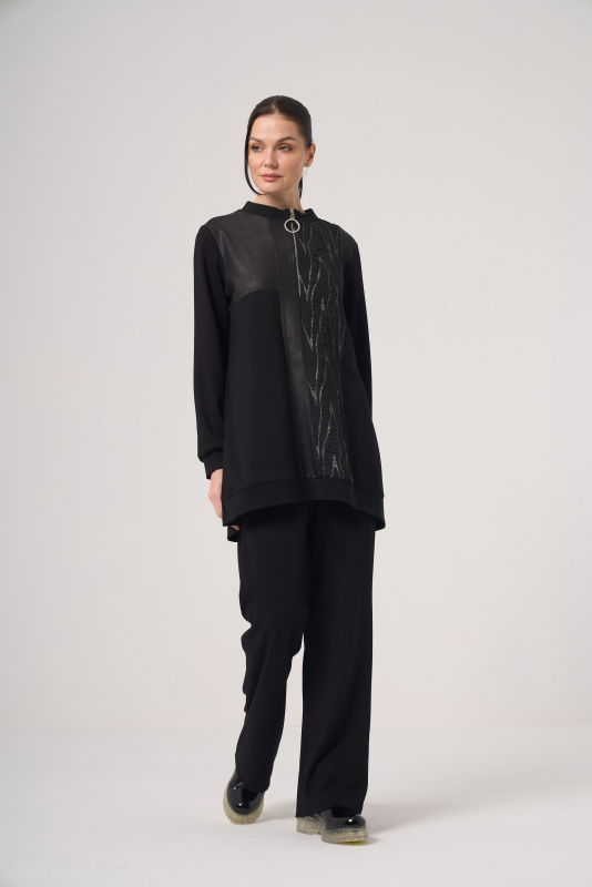 Örme Jakar Detaili Fermuarlı Takım SİYAH - ORHAN