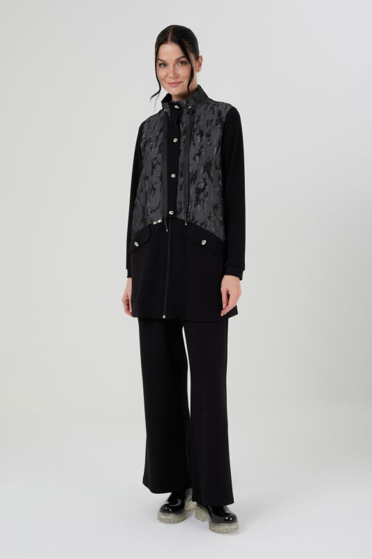 Örme jakar Detaili İkili Takım SİYAH - ORHAN