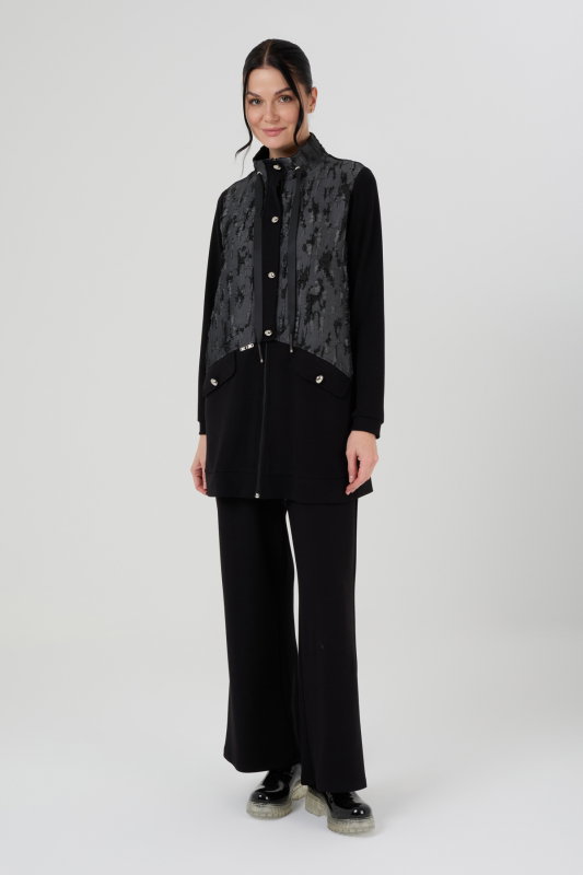 Örme jakar Detaili İkili Takım SİYAH - ORHAN