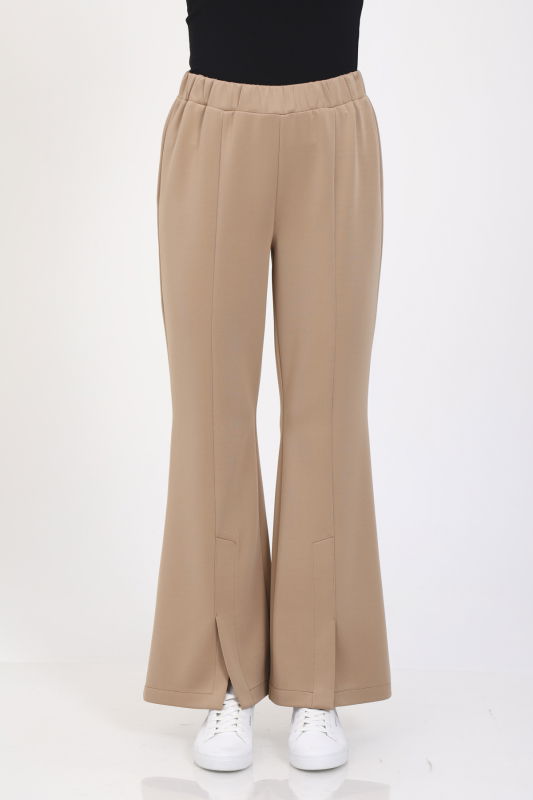 Paça Yırtmaçlı Dalgıç Kumaş Pantolon BEJ - ORHAN