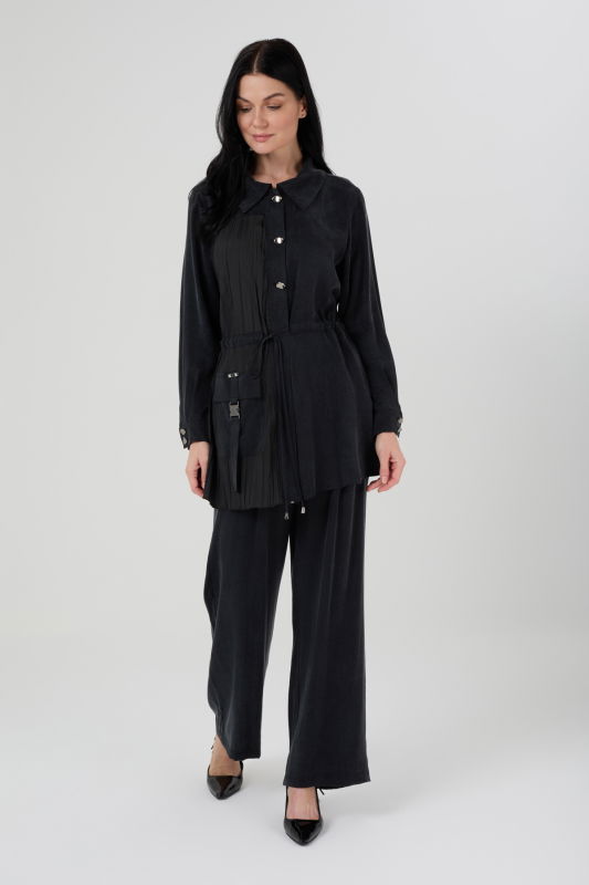 Qupra Fermuarlı Pilise Detaili Takım SİYAH - ORHAN