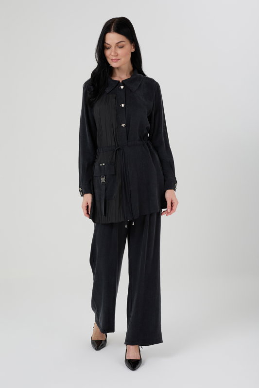 Qupra Fermuarlı Pilise Detaili Takım SİYAH - ORHAN