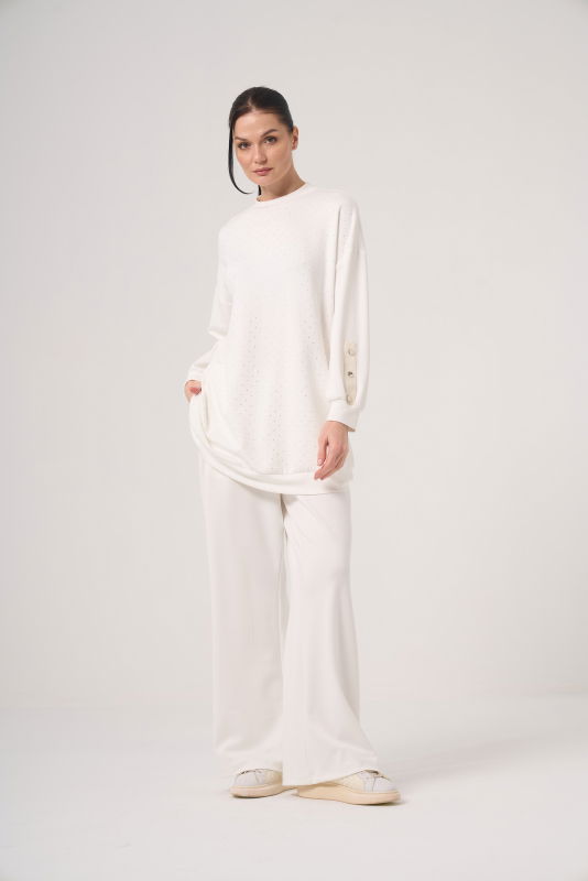 Taşlı Örme Takım EKRU - ORHAN