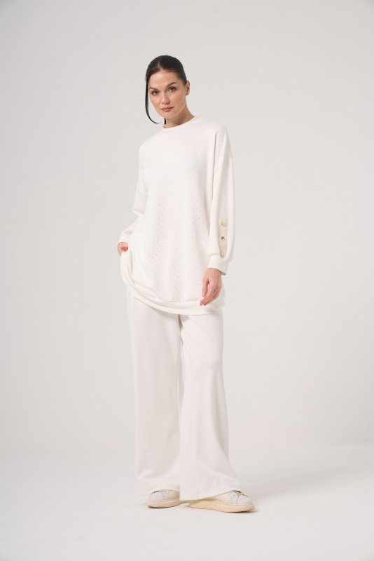 Taşlı Örme Takım EKRU - ORHAN