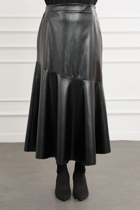 Verevli Deri Etek SİYAH - ORHAN